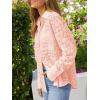 imagesiliteelon Womens Lace Shirts Dressy Button Down Shirts Embroidered Blouses Cotton Eyelet Long Sleeve Collared TopsLight Pink