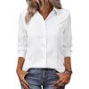 imagesiliteelon Women Button Down Shirts Dress Shirts Long Sleeve ClassicFit CottonWhite