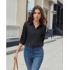 imagesiliteelon Button Down Shirts for Women Dress Shirt Cotton Long Sleeve Collared Shirt Business Work Office Blouse TopBlack