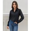 imagesiliteelon Button Down Shirts for Women Dress Shirt Cotton Long Sleeve Collared Shirt Business Work Office Blouse TopBlack