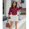imagesiliteelon Button Down Shirts for Women Dress Shirt Cotton Long Sleeve Collared Shirt Business Work Office Blouse TopBurgundy