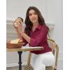 imagesiliteelon Button Down Shirts for Women Dress Shirt Cotton Long Sleeve Collared Shirt Business Work Office Blouse TopBurgundy