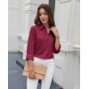 imagesiliteelon Button Down Shirts for Women Dress Shirt Cotton Long Sleeve Collared Shirt Business Work Office Blouse TopBurgundy