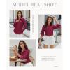 imagesiliteelon Button Down Shirts for Women Dress Shirt Cotton Long Sleeve Collared Shirt Business Work Office Blouse TopBurgundy