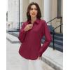 imagesiliteelon Button Down Shirts for Women Dress Shirt Cotton Long Sleeve Collared Shirt Business Work Office Blouse TopBurgundy
