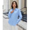 imagesiliteelon Button Down Shirts for Women Dress Shirt Cotton Long Sleeve Collared Shirt Business Work Office Blouse TopLight Blue