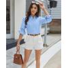 imagesiliteelon Button Down Shirts for Women Dress Shirt Cotton Long Sleeve Collared Shirt Business Work Office Blouse TopLight Blue