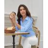 imagesiliteelon Button Down Shirts for Women Dress Shirt Cotton Long Sleeve Collared Shirt Business Work Office Blouse TopLight Blue