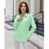imagesiliteelon Button Down Shirts for Women Dress Shirt Cotton Long Sleeve Collared Shirt Business Work Office Blouse TopMint Green