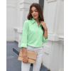 imagesiliteelon Button Down Shirts for Women Dress Shirt Cotton Long Sleeve Collared Shirt Business Work Office Blouse TopMint Green