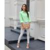 imagesiliteelon Button Down Shirts for Women Dress Shirt Cotton Long Sleeve Collared Shirt Business Work Office Blouse TopMint Green