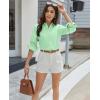 imagesiliteelon Button Down Shirts for Women Dress Shirt Cotton Long Sleeve Collared Shirt Business Work Office Blouse TopMint Green