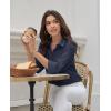 imagesiliteelon Button Down Shirts for Women Dress Shirt Cotton Long Sleeve Collared Shirt Business Work Office Blouse TopNavy Blue
