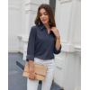 imagesiliteelon Button Down Shirts for Women Dress Shirt Cotton Long Sleeve Collared Shirt Business Work Office Blouse TopNavy Blue