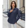 imagesiliteelon Button Down Shirts for Women Dress Shirt Cotton Long Sleeve Collared Shirt Business Work Office Blouse TopNavy Blue