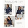 imagesiliteelon Button Down Shirts for Women Dress Shirt Cotton Long Sleeve Collared Shirt Business Work Office Blouse TopNavy Blue