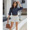 imagesiliteelon Button Down Shirts for Women Dress Shirt Cotton Long Sleeve Collared Shirt Business Work Office Blouse TopNavy Blue