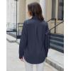 imagesiliteelon Button Down Shirts for Women Dress Shirt Cotton Long Sleeve Collared Shirt Business Work Office Blouse TopNavy Blue