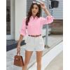 imagesiliteelon Button Down Shirts for Women Dress Shirt Cotton Long Sleeve Collared Shirt Business Work Office Blouse TopPink