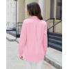 imagesiliteelon Button Down Shirts for Women Dress Shirt Cotton Long Sleeve Collared Shirt Business Work Office Blouse TopPink