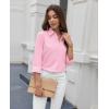 imagesiliteelon Button Down Shirts for Women Dress Shirt Cotton Long Sleeve Collared Shirt Business Work Office Blouse TopPink