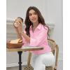 imagesiliteelon Button Down Shirts for Women Dress Shirt Cotton Long Sleeve Collared Shirt Business Work Office Blouse TopPink