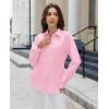 imagesiliteelon Button Down Shirts for Women Dress Shirt Cotton Long Sleeve Collared Shirt Business Work Office Blouse TopPink