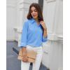 imagesiliteelon Button Down Shirts for Women Dress Shirt Cotton Long Sleeve Collared Shirt Business Work Office Blouse TopSky Blue
