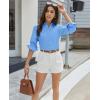 imagesiliteelon Button Down Shirts for Women Dress Shirt Cotton Long Sleeve Collared Shirt Business Work Office Blouse TopSky Blue