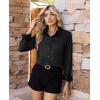 imagesiliteelon Women Button Down Shirts Dress Shirts Long Sleeve ClassicFit CottonBlack