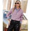 imagesiliteelon Women Button Down Shirts Dress Shirts Long Sleeve ClassicFit CottonGrayish Purple