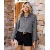 imagesiliteelon Women Button Down Shirts Dress Shirts Long Sleeve ClassicFit CottonGrey