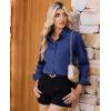 imagesiliteelon Women Button Down Shirts Dress Shirts Long Sleeve ClassicFit CottonNavy Blue