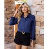 imagesiliteelon Women Button Down Shirts Dress Shirts Long Sleeve ClassicFit CottonNavy Blue