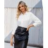 imagesiliteelon Women Button Down Shirts Dress Shirts Long Sleeve ClassicFit CottonWhite