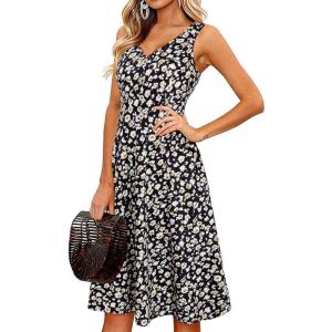 imageII ININ Womens 2025 Sundresses Casual Summer Tank Dress V Neck Sleeveless Button Down Midi Floral Beach Dress with PocketsFloral O