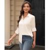 image:imagesiliteelon Womens Stain Shield Dress Shirts Wrinkle Free Long Sleeve Shirts Solid Work Business Button Down ShirtsBeige