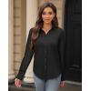 image:imagesiliteelon Womens Stain Shield Dress Shirts Wrinkle Free Long Sleeve Shirts Solid Work Business Button Down ShirtsBlack