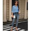 image:imagesiliteelon Womens Stain Shield Dress Shirts Wrinkle Free Long Sleeve Shirts Solid Work Business Button Down ShirtsBlue