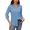 image:imagesiliteelon Womens Stain Shield Dress Shirts Wrinkle Free Long Sleeve Shirts Solid Work Business Button Down ShirtsBlue
