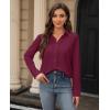 image:imagesiliteelon Womens Stain Shield Dress Shirts Wrinkle Free Long Sleeve Shirts Solid Work Business Button Down ShirtsBurgundy