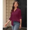 image:imagesiliteelon Womens Stain Shield Dress Shirts Wrinkle Free Long Sleeve Shirts Solid Work Business Button Down ShirtsBurgundy