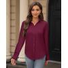 image:imagesiliteelon Womens Stain Shield Dress Shirts Wrinkle Free Long Sleeve Shirts Solid Work Business Button Down ShirtsBurgundy