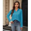 image:imagesiliteelon Womens Stain Shield Dress Shirts Wrinkle Free Long Sleeve Shirts Solid Work Business Button Down ShirtsCyan Blue