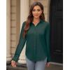 image:imagesiliteelon Womens Stain Shield Dress Shirts Wrinkle Free Long Sleeve Shirts Solid Work Business Button Down ShirtsDark Green