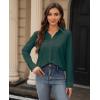 image:imagesiliteelon Womens Stain Shield Dress Shirts Wrinkle Free Long Sleeve Shirts Solid Work Business Button Down ShirtsDark Green