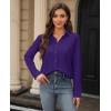 image:imagesiliteelon Womens Stain Shield Dress Shirts Wrinkle Free Long Sleeve Shirts Solid Work Business Button Down ShirtsDark Purple