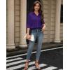 image:imagesiliteelon Womens Stain Shield Dress Shirts Wrinkle Free Long Sleeve Shirts Solid Work Business Button Down ShirtsDark Purple
