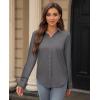 image:imagesiliteelon Womens Stain Shield Dress Shirts Wrinkle Free Long Sleeve Shirts Solid Work Business Button Down ShirtsGray