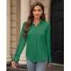 image:imagesiliteelon Womens Stain Shield Dress Shirts Wrinkle Free Long Sleeve Shirts Solid Work Business Button Down ShirtsGreen